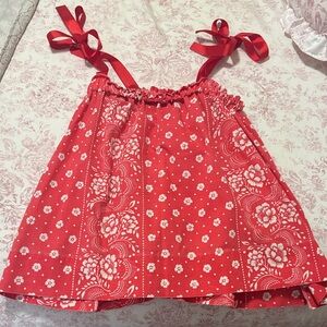 Red Floral Top Repurposed From A Vintage Bedsheet